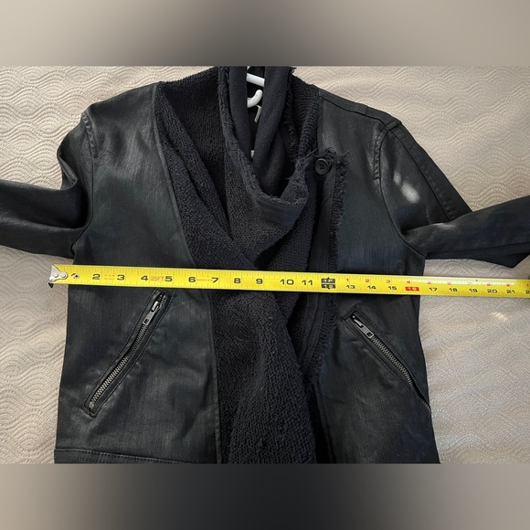 Free People drape front coated denim jacket in black size 4 - Picture 6 of 10